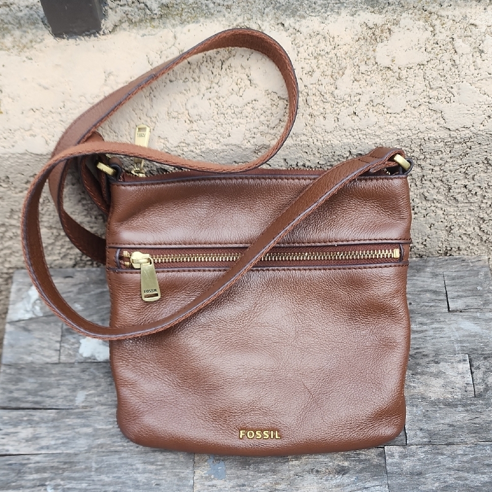 Fossil Leather Crossbody Bag Brown